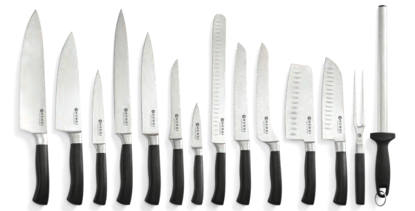 Set of 12 forged knives with fork and hatchet by Hendi 