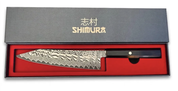 Shimura YORU Coltello Bunka 20 cm in Damasco 67 Strati con Manico in Ebano