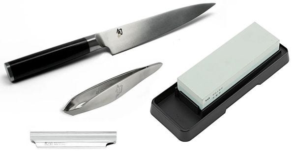 Ensemble Shun Classic: Filetage et Affûtage - Couteau + Pince à poisson + Pierre à aiguiser