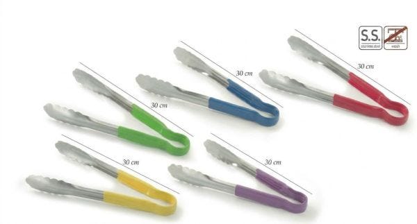 Set 5 Pinze da Servizio HACCP Colorate 300 mm in Acciaio Inox – HENDI