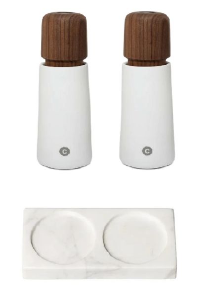 Set Stockholm Salt and Pepper Mill + white marble stand