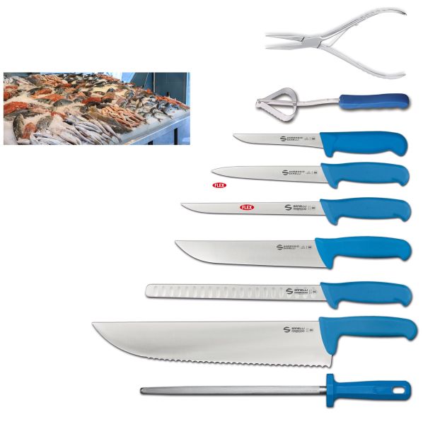 Set complet pour la transformation du poisson : 6 couteaux et 3 accessoires professionnels