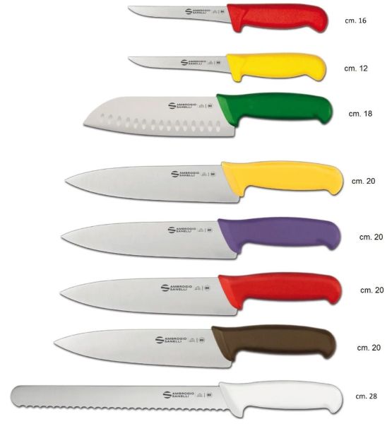 Ensemble de 8 couteaux de cuisine HACCP Supra Colore par Ambrogio Sanelli
