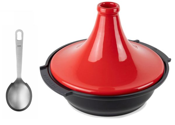 Atlas Tajine per tutte le fonti di calore + Cucchiaio - Colore Rosso Ø 30 cm 