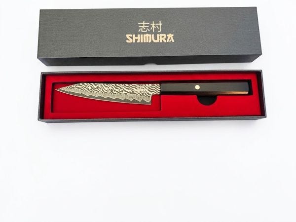 Shimura YORU – Coltello Utility 14 cm. in Damasco 67 Strati con Manico in Ebano
