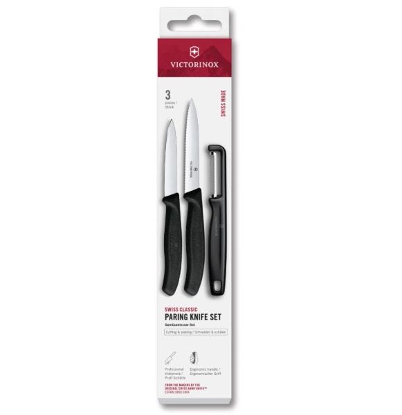 Black Paring Knife and Peeler Set Swiss Classic by Victorinox 