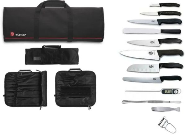 Valigetta completa di Coltelli Victorinox Swiss Classic, Fibrox manico nero e accessori
