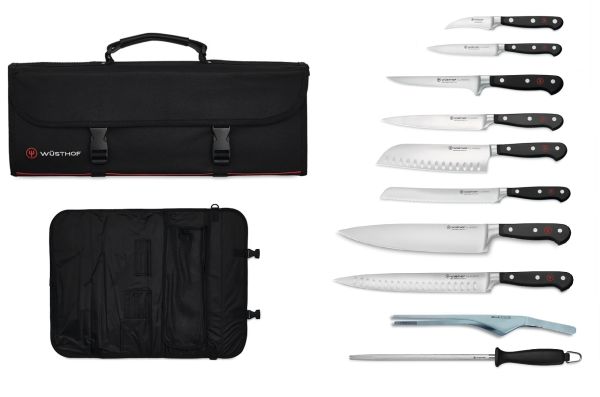 Classic Quality : Grande mallette de Wusthof avec 8 Couteaux série Classic + 1 Affiloir + 1 Pince