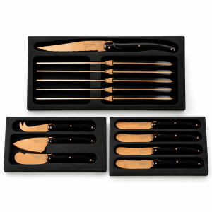 Kit tavola Laguiole Style de Vie Prestige Copper Stonewash: 6 coltelli da bistecca, 3 da formaggio e 4 spalmaburro