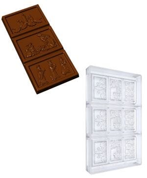Moule Chocolat Noël 18 Trous Père Noël - En Polycarbonate Alimentaire, Dimensions 14,5x28x2,5 Cm | Pour Bonbons, Gâteaux, Glaçage, Déco